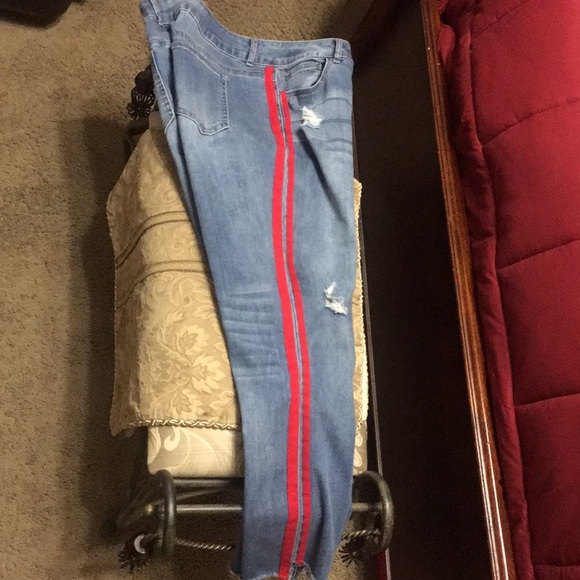 Stripe Red Jeans - Picture 3 of 7
